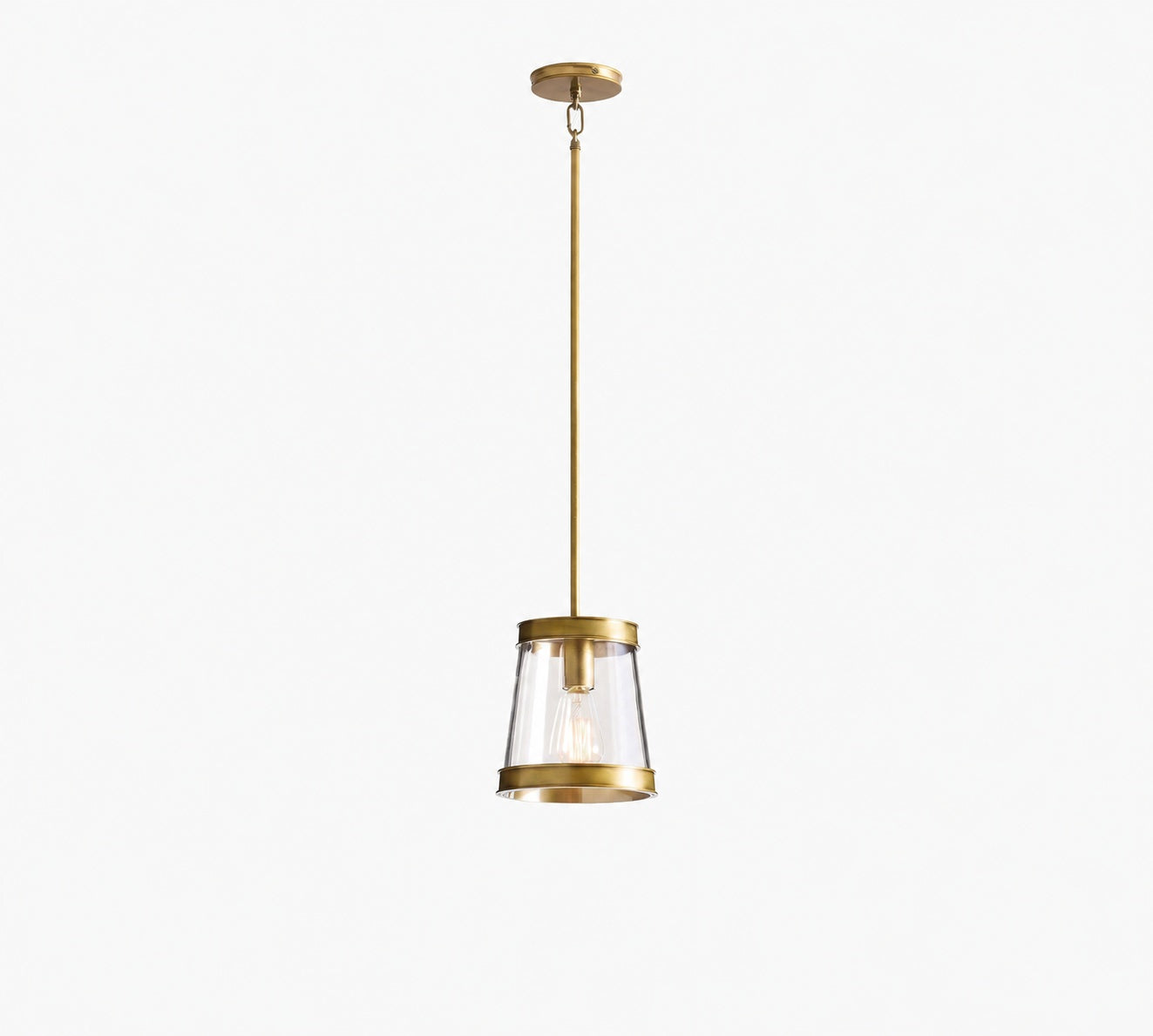 Driscoll Glass Drum Pendant Light - Contemporary Brass Hanging Lamp