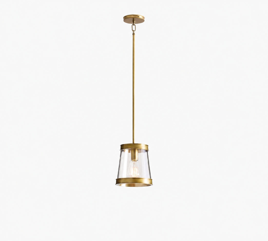 Driscoll Glass Drum Pendant Light - Contemporary Brass Hanging Lamp