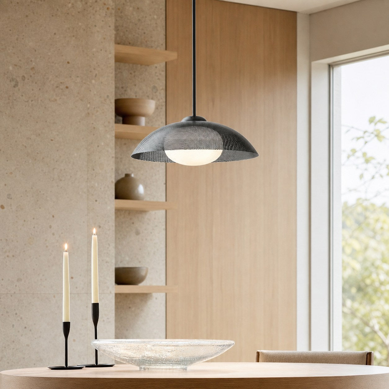 Elorina Pendant Light - Perforated Metal Shade, Champagne Bronze