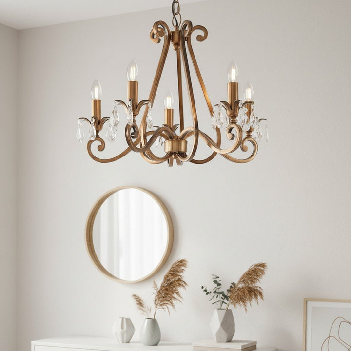 Talonis Crystal Chandelier - Traditional Candle-Style Brass and Nickel for Living Room and Dining Room