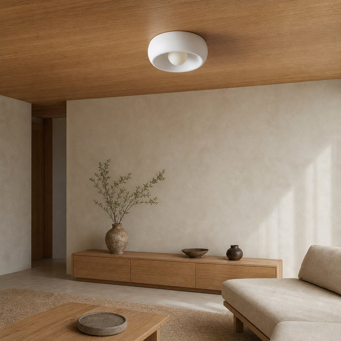 Aurelox Round Flush Mount Ceiling Light Clean Geometric Fixture - Contemporary Indoor Lighting