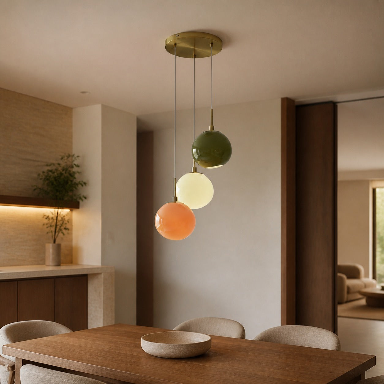 Multi-Shade Opal Glass Pendant - Cluster Hanging Lamp