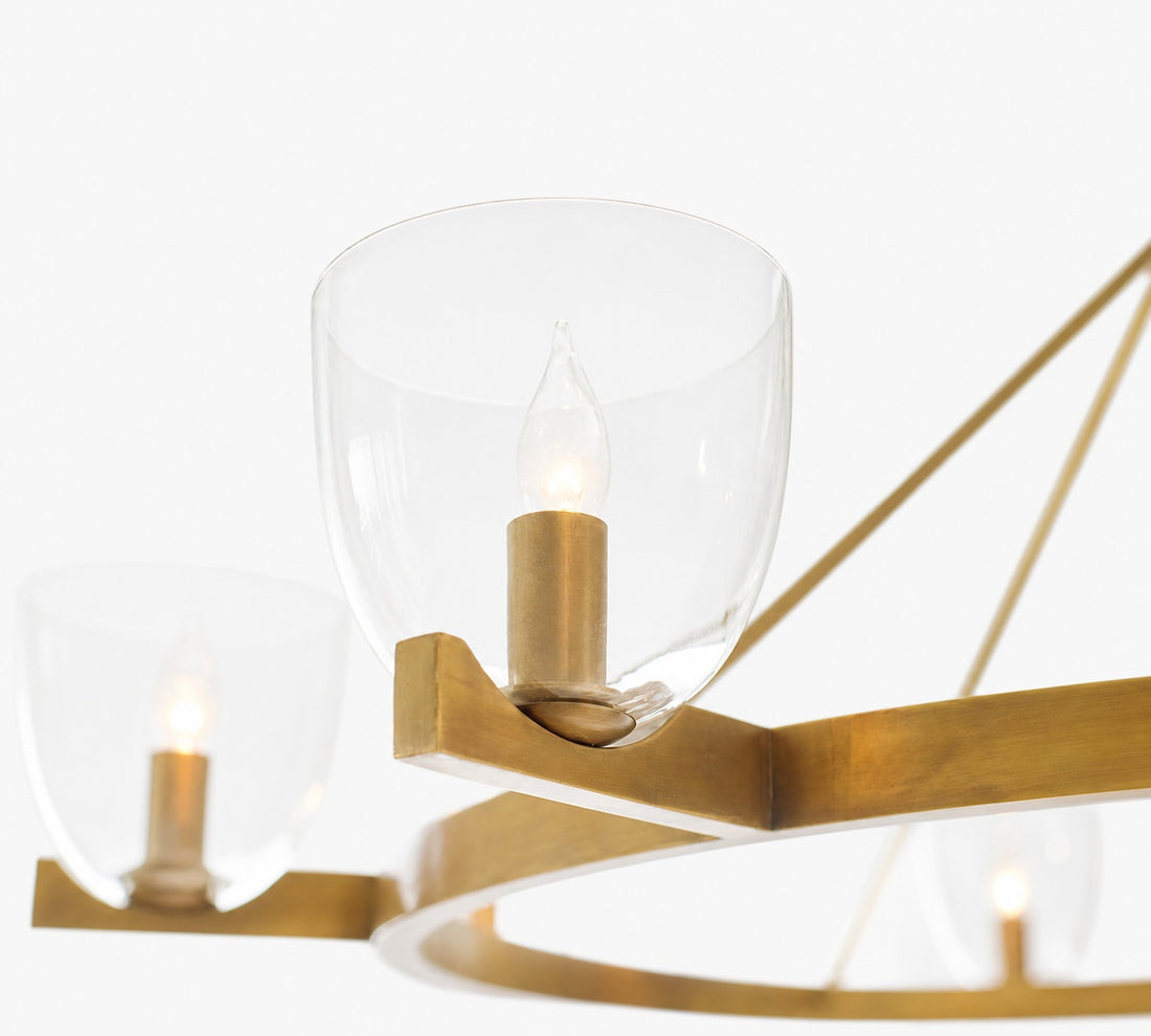 Auria Hand-blown Glass Metal Chandelier - Contemporary Brass Design