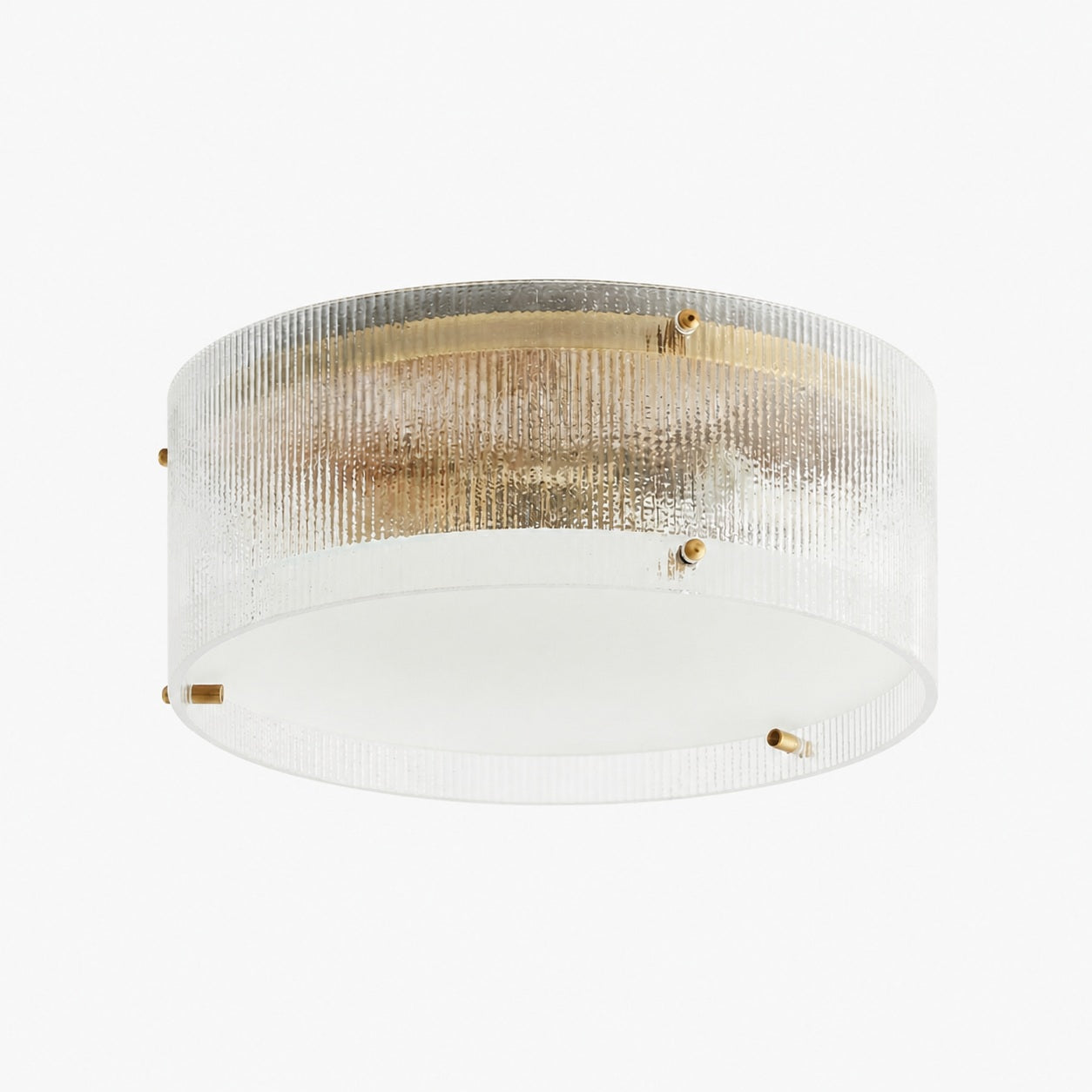 Glimmerove Fluted Glass Brass Round Ceiling Light – Rustic Chic Flush Mount for Living Rooms and Bathrooms