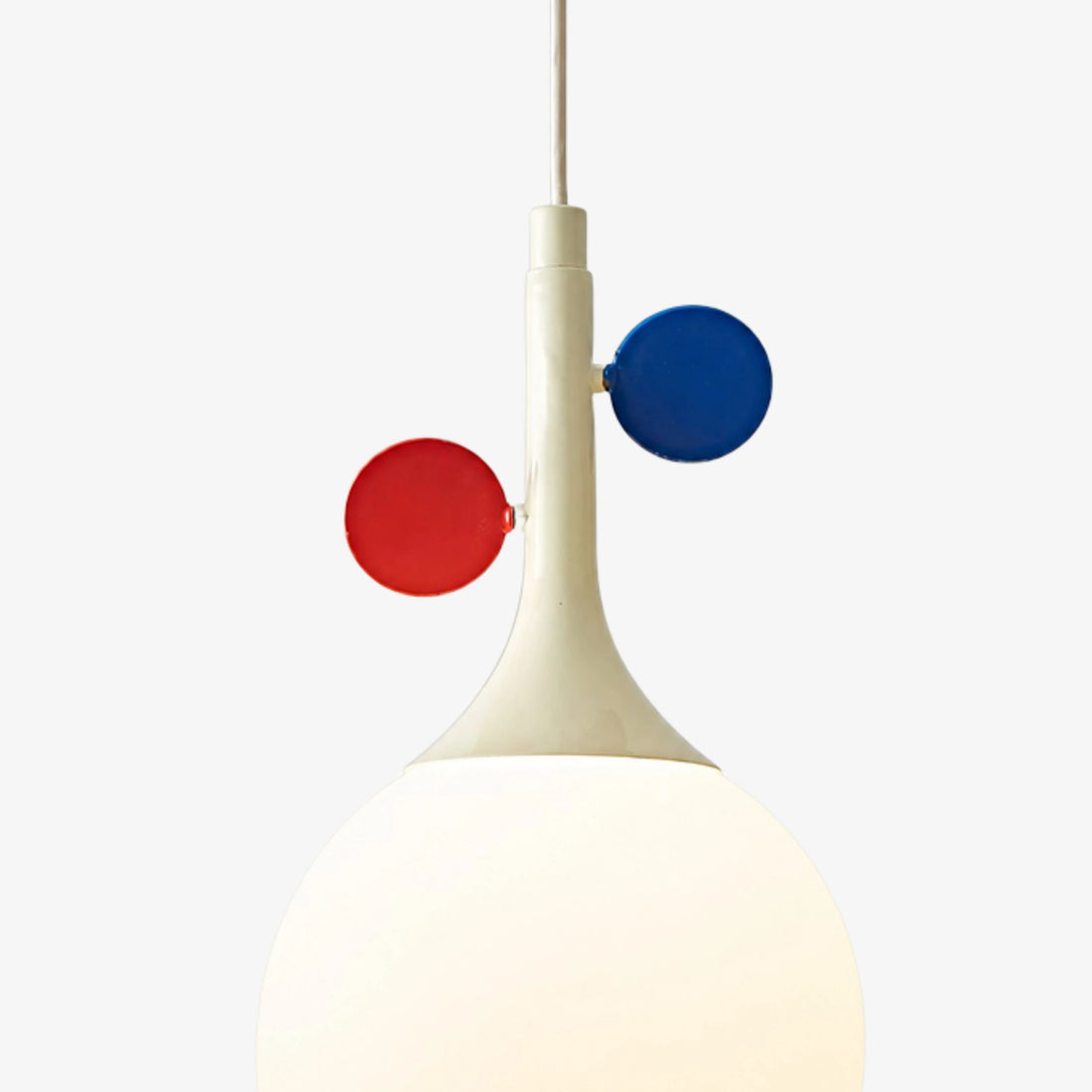 Red and blue orbit discs and cream stem detail