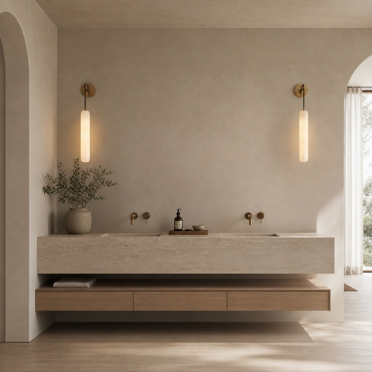 Alabaster Flute Wall Lamp