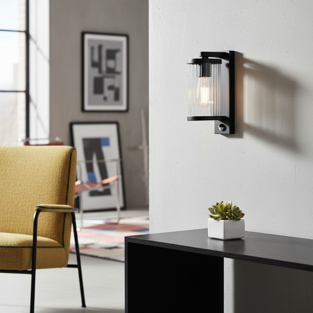Karbonis Modern Outdoor Wall Sconce - Motion Sensor Security Light for Porch and Garden