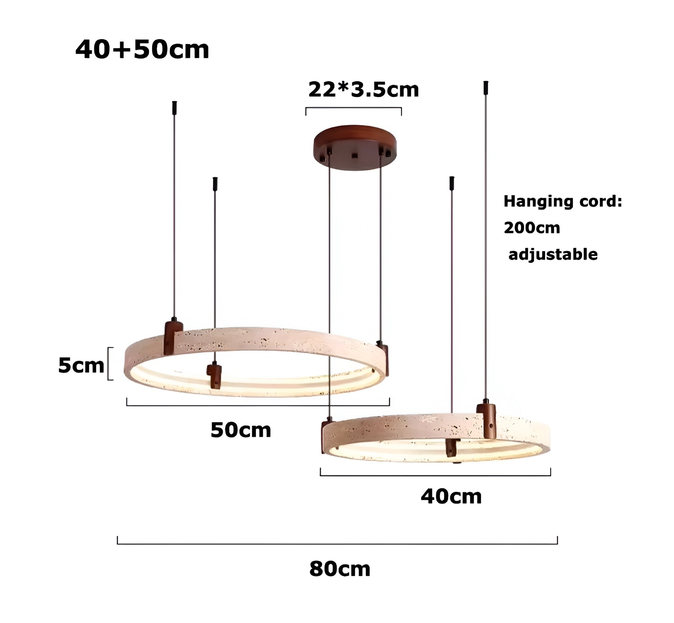 Simple Circular Travertine Pendant Lamp