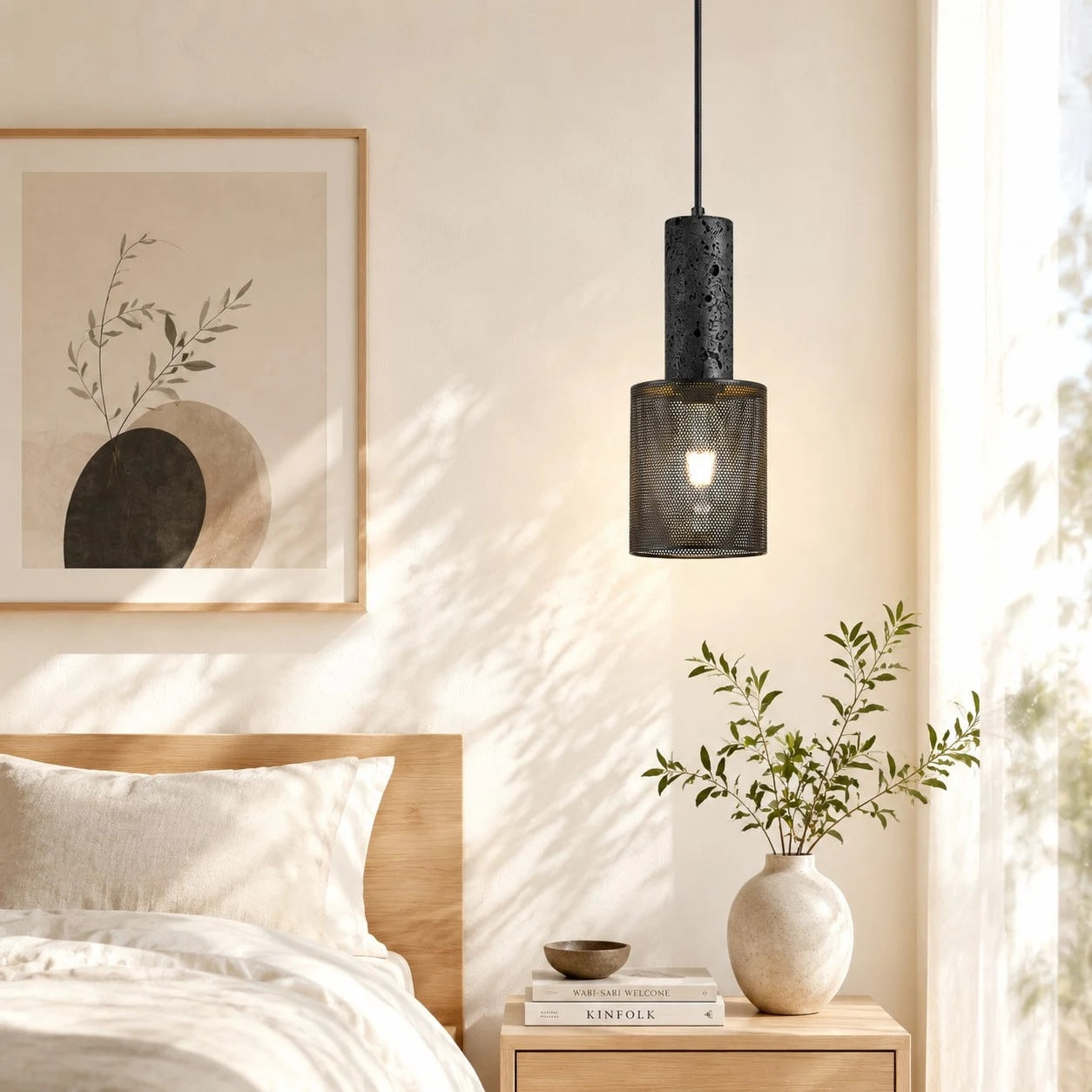 Textured Black Mesh Pendant Light 2