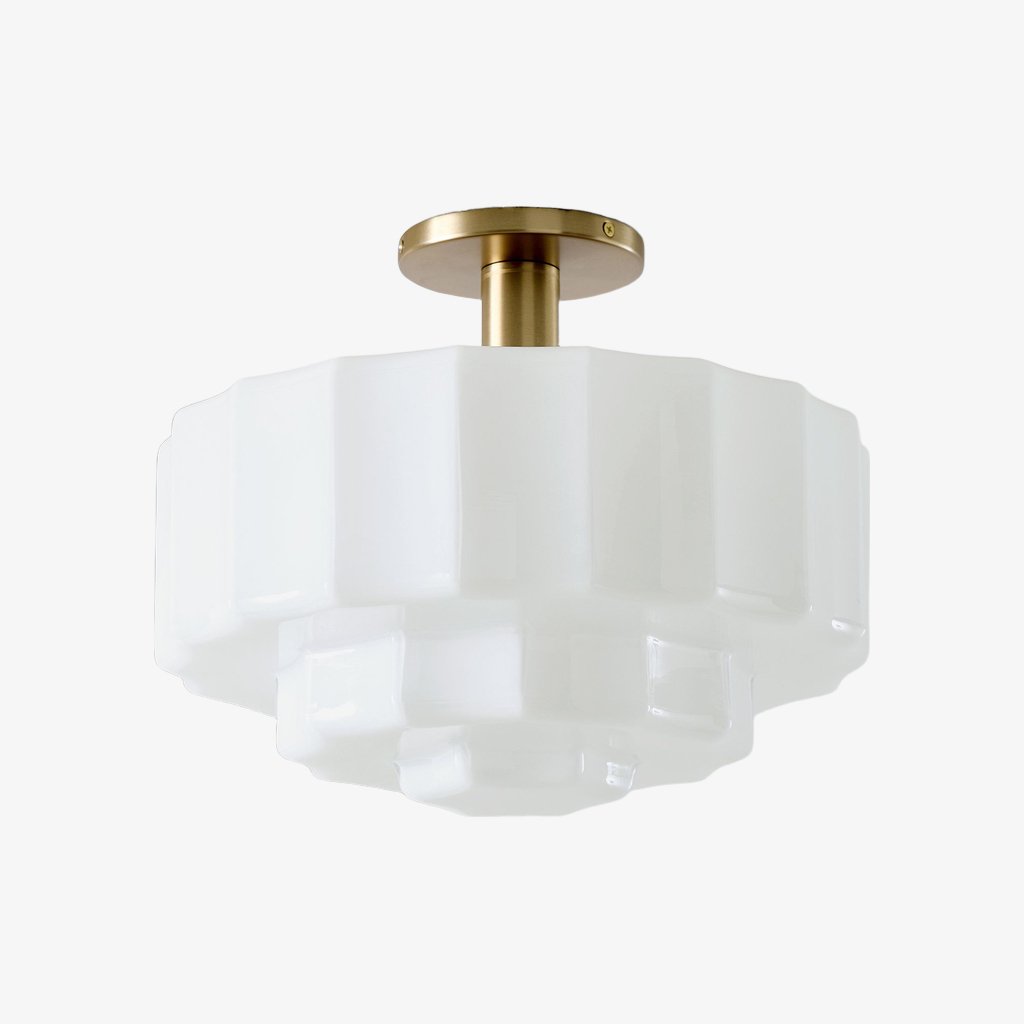 Vexrona Tiered Glass Shade Flush Mount – Contemporary Lighting for Bedrooms and Hallways