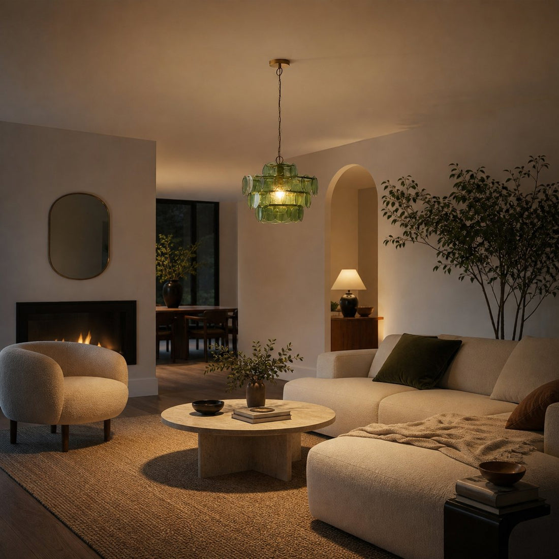 Morien Colorful Disc Pendant Light - Artistic Glass and Metal Pendant Lighting for Dining or Bedroom