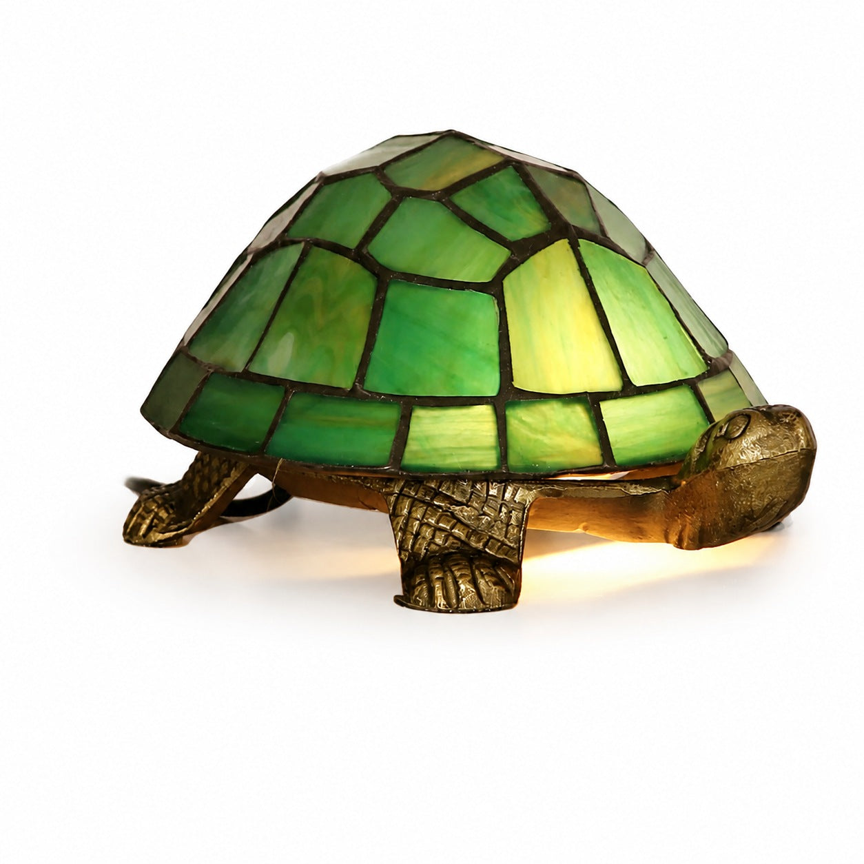 TiffStar Tortoise Pattern Stained Glass Table Lamp - Tiffany Style Decorative Light for Indoor Accent Lighting