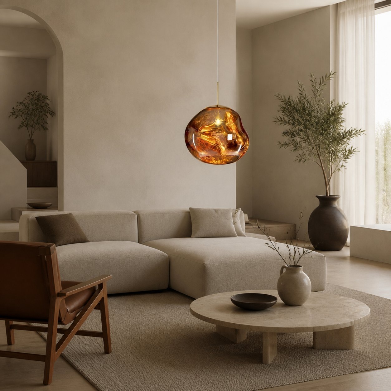 Glyador Dynamic Surface Pendant Light - Modern Hanging Lamp for Home Interior N28