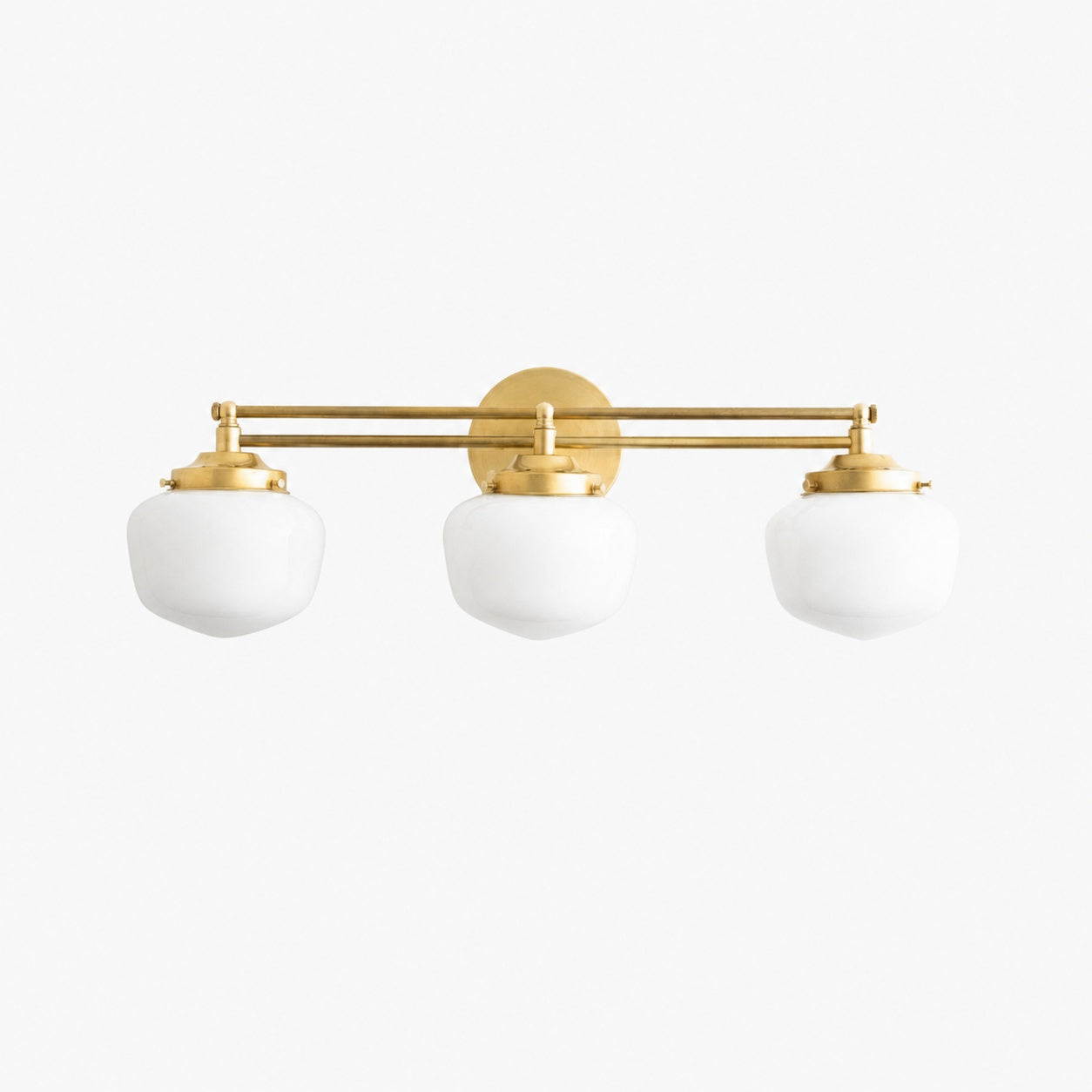 Opalume Glass Art Deco Vanity Light - Bathroom Wall Sconce with White Glass Shades