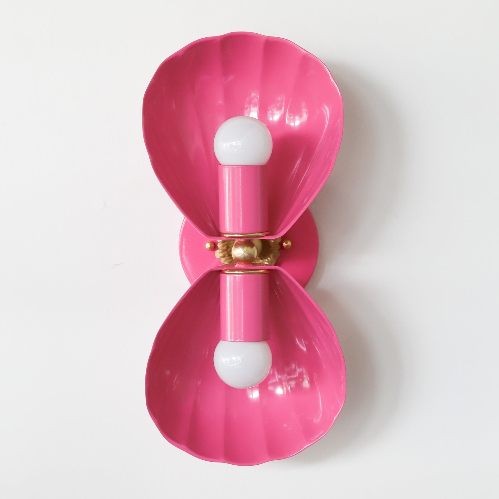 Coastal Shell Wall Light - Double Sconce with Steel and Brass Finish