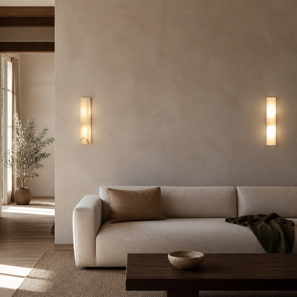 Modern Rectangular Alabaster Wall Lamp – Minimalist Sconce for Bedroom Hallway Living Room
