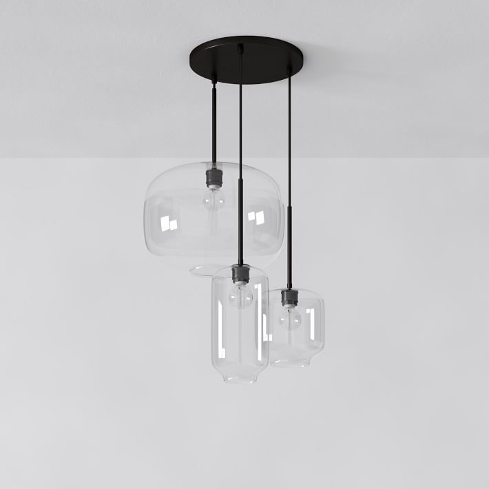 Lumivelle Pebble Glass Chandelier - 3-Light Modern Pendant Style