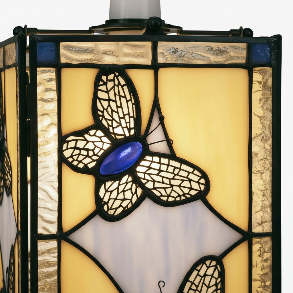 TF Butterfly Pendant Lamp - Artistic Stained Glass Pendant Light for Living Room or Bedroom