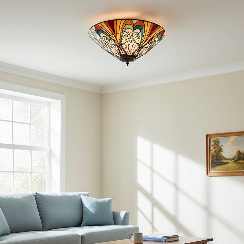 TF Hector Ceiling Light – Handcrafted Stained Glass Design Semi‑Flush or Pendant Fixture for Home