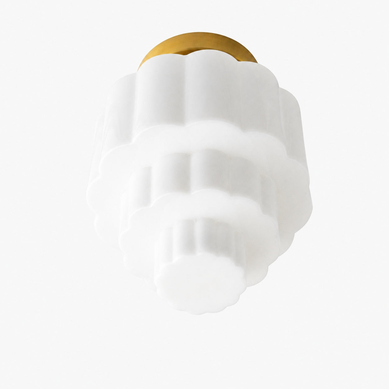 Geotower Glass Brass Ceiling Light – Art Deco Ribbed Globe Flush Mount