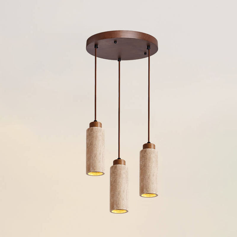 Wabi Sabi Solid Wood Stone Pendant Light