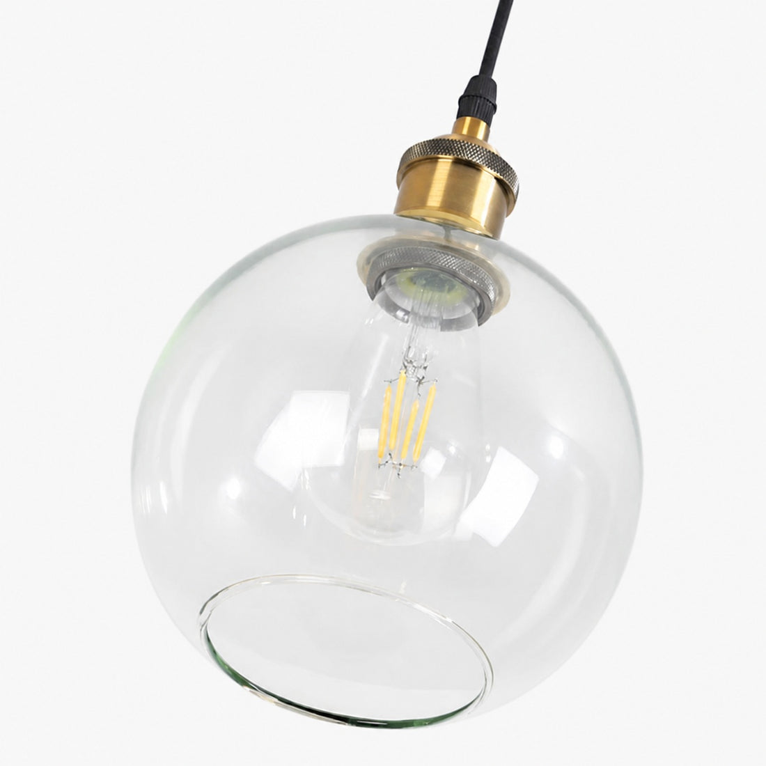 Glavena Vintage Glass Globe Pendant Light - Metal Details Hanging Light for Dining Rooms