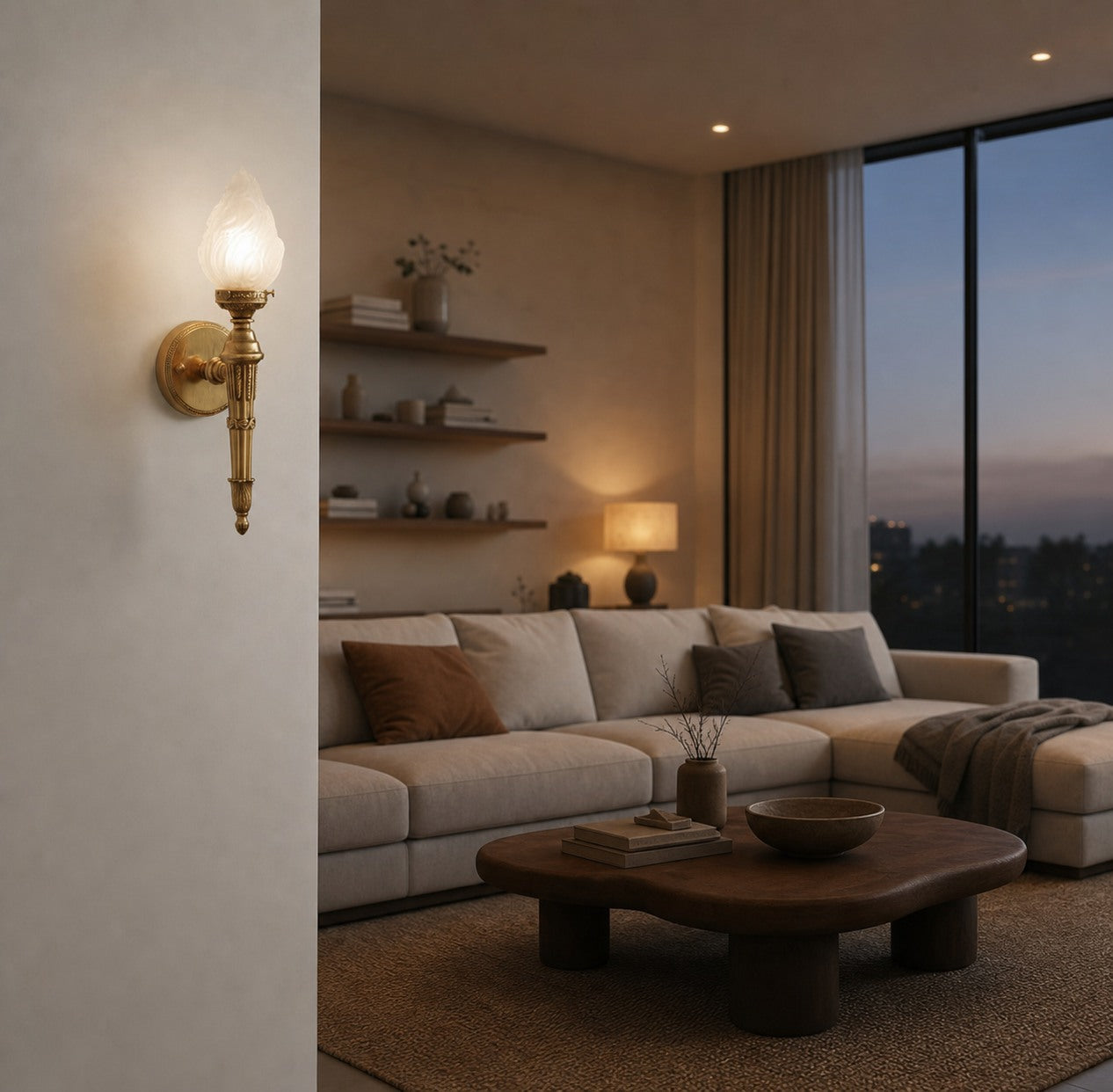 Modern Alabaster Wall Lamp – French Elegant Sconce for Bedroom Living Room Hallway
