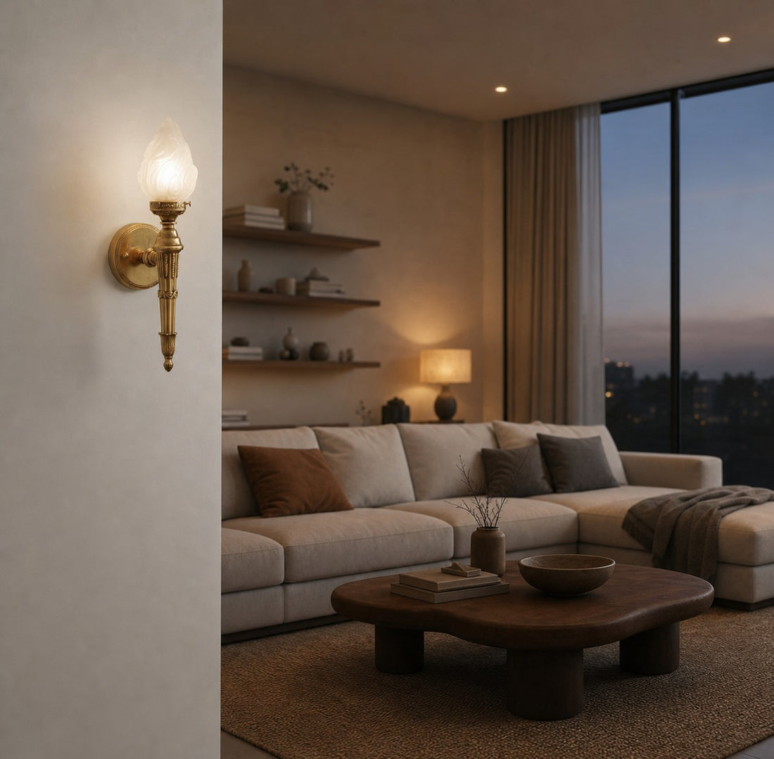 Modern Alabaster Wall Lamp – French Elegant Sconce for Bedroom Living Room Hallway