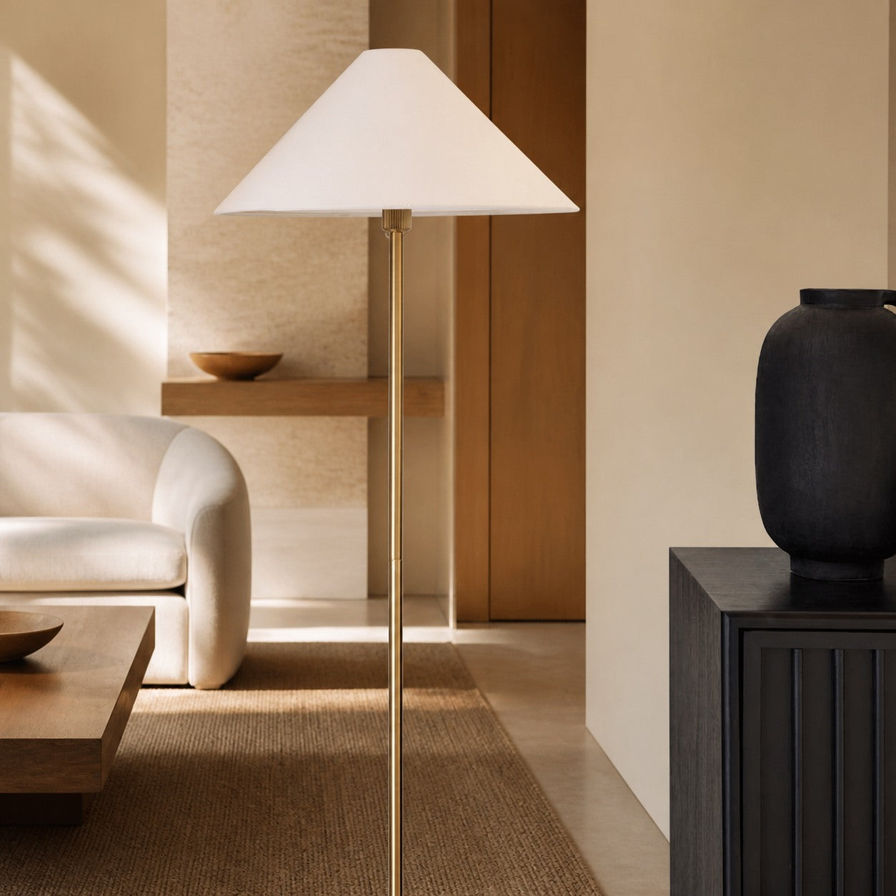 Diora Table & Floor Lamps - Linen Shade Modern Linear Style Sophisticated Accent