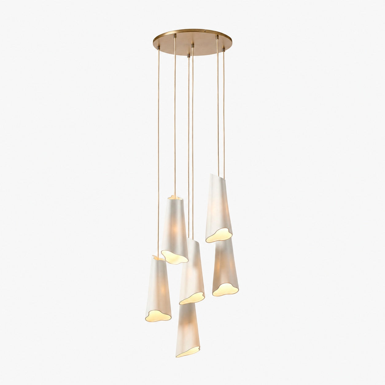 Orovia Ceramic Shade Chandelier – Iron Pendant Adjustable Height Design