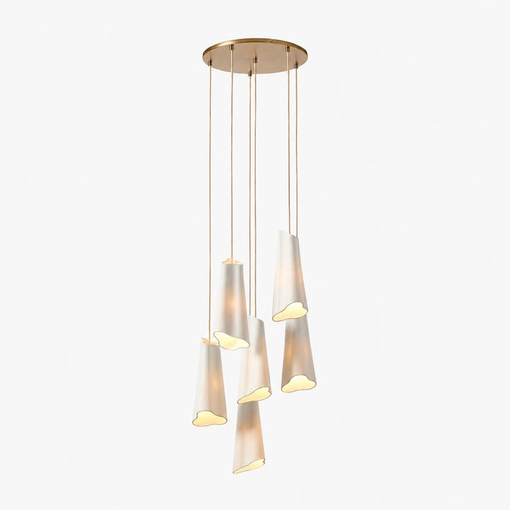 Orovia Ceramic Shade Chandelier – Iron Pendant Adjustable Height Design