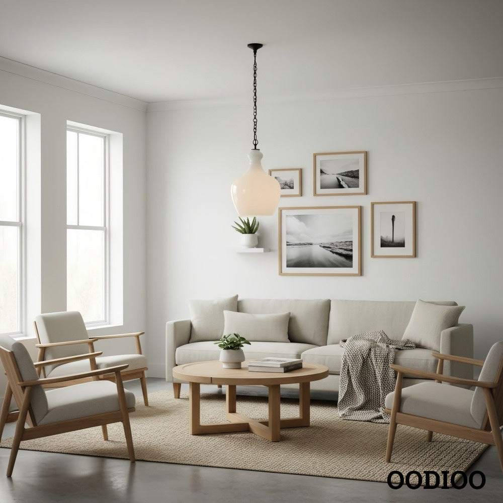 Lawson Warbled Milk Glass Pendant – Modern Elegance for Kitchen Island