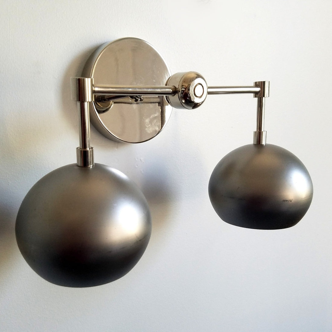 Steel Loa Wall Sconce - Double Head Metal Silver Vanity Bathroom Wall Lamp