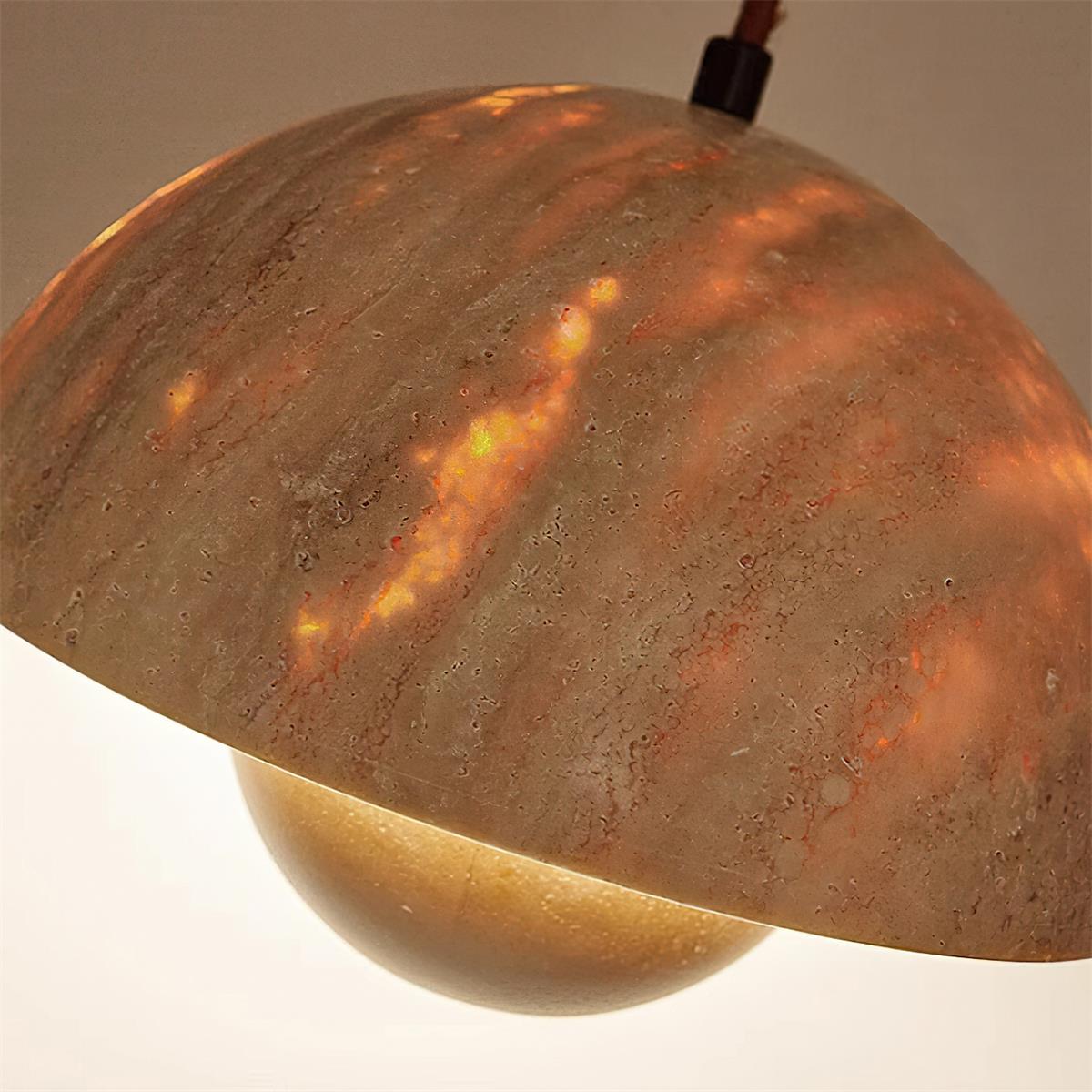 Natural Travertine Flower Bud Design Pendant Lamp