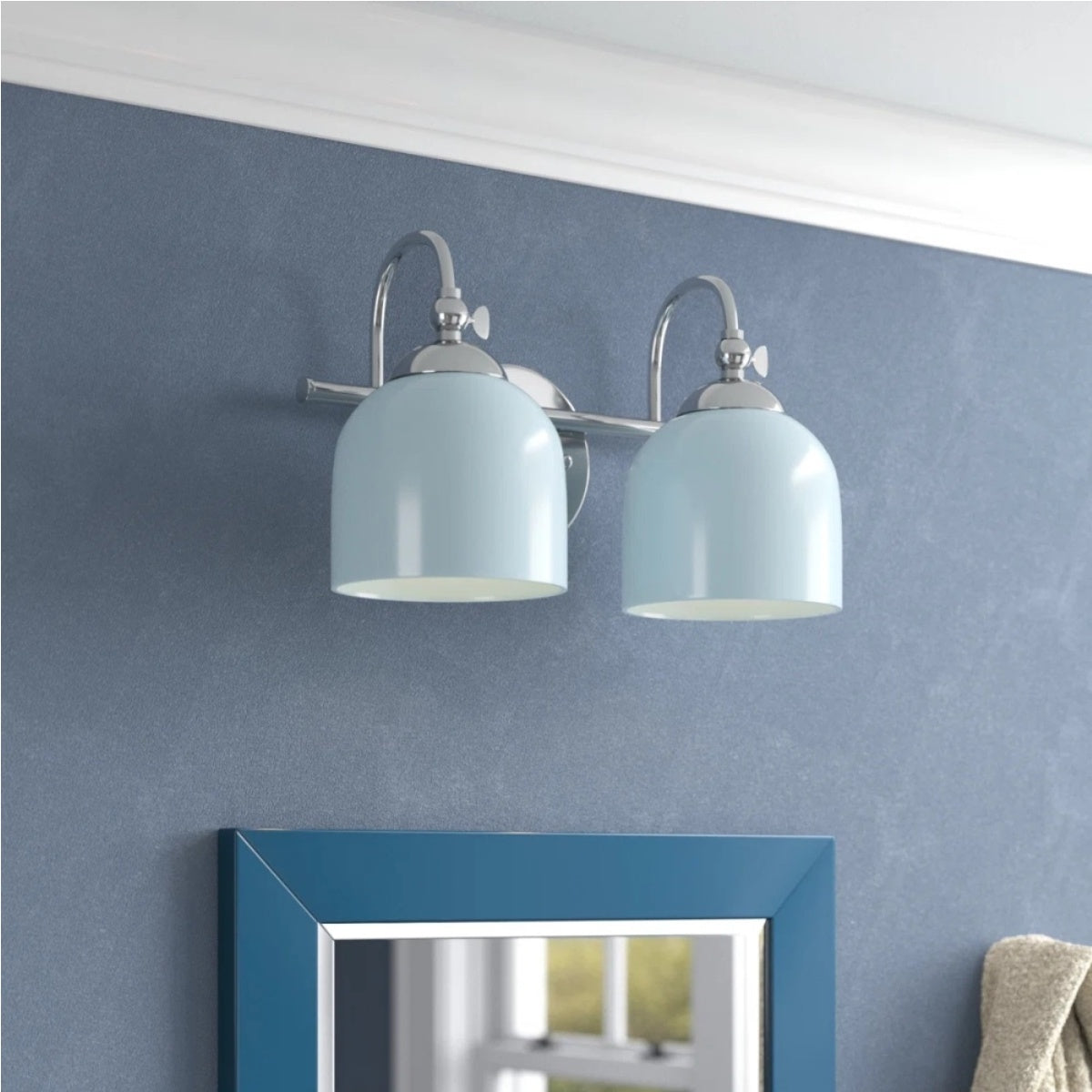 Farmhouse Metal Shade Bath Vanity Light - Chrome Polished Wall Sconce