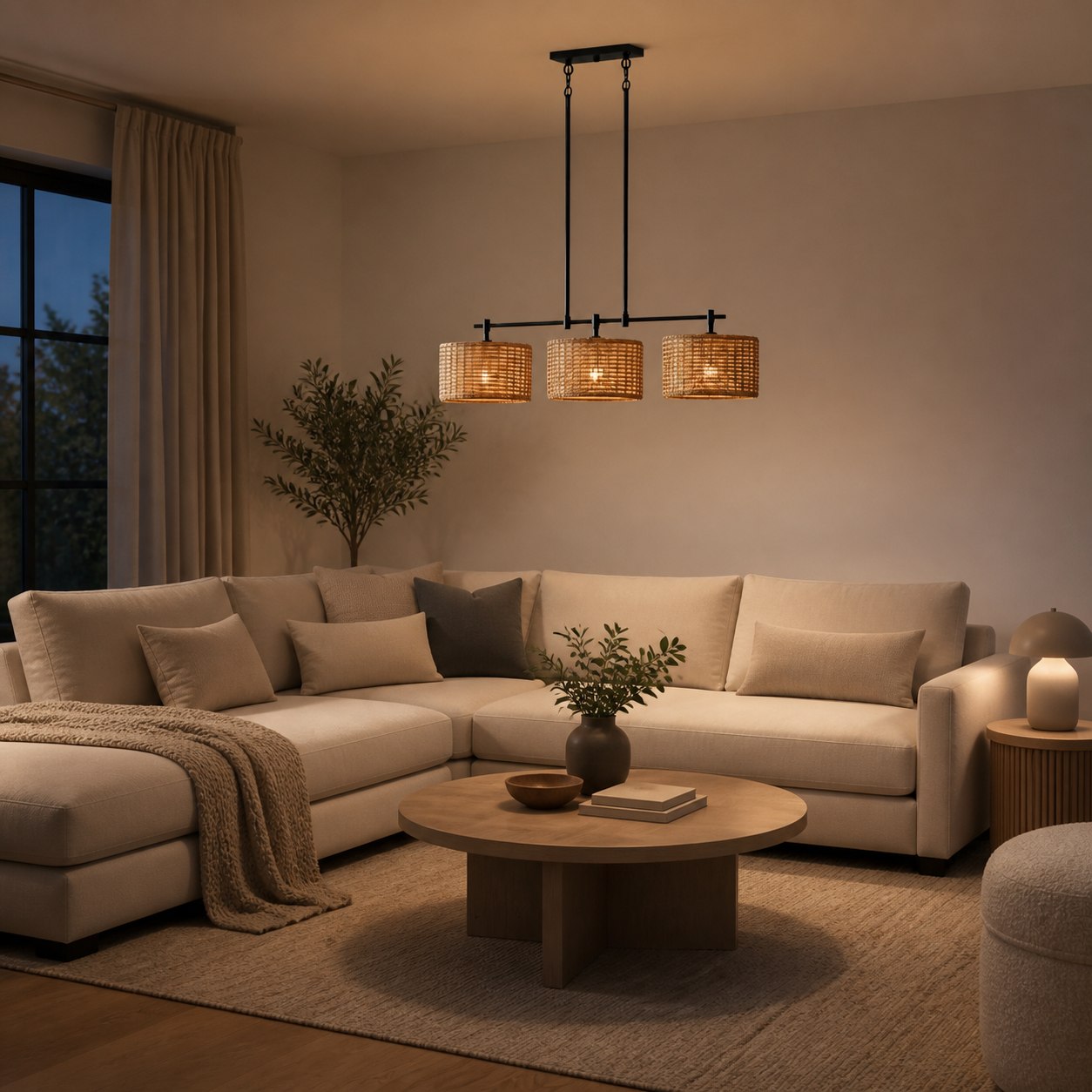 Ravelo Rustic Drum Pendant Light with Sculptural Metal Design for Dining and Living Spaces