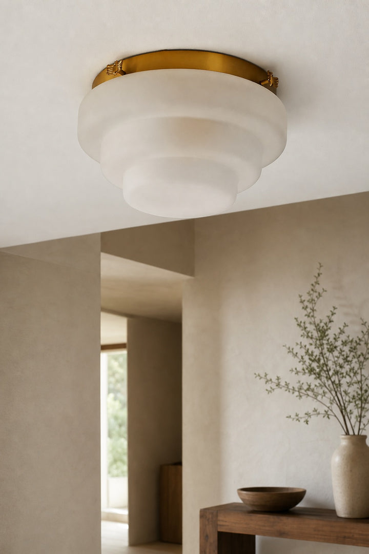 Capigia Glass Metal Flush Mount Ceiling Light - Modern Fixture for Bedroom or Hallway