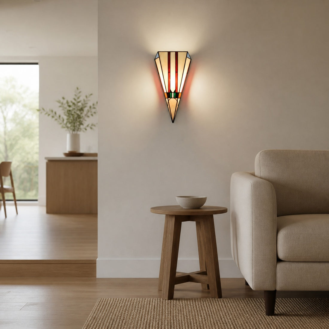 TF Sorenia Art Deco Stained-Glass Wall Light – Hand-Cut Glass Sconce for Living Room