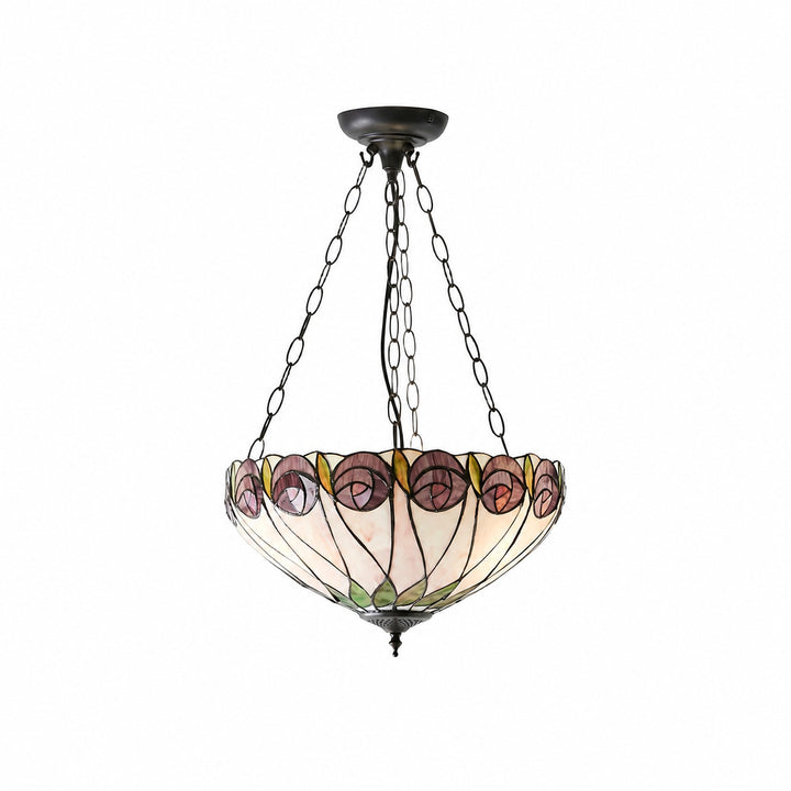 TF Hutchinson Tiffany Pendant Lamp - Inverted Art Glass Adjustable Pendant Light for Home
