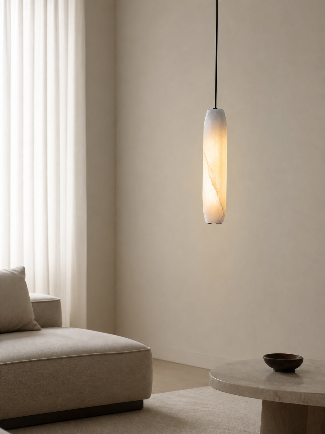 Alabaster Flute Pendant Light