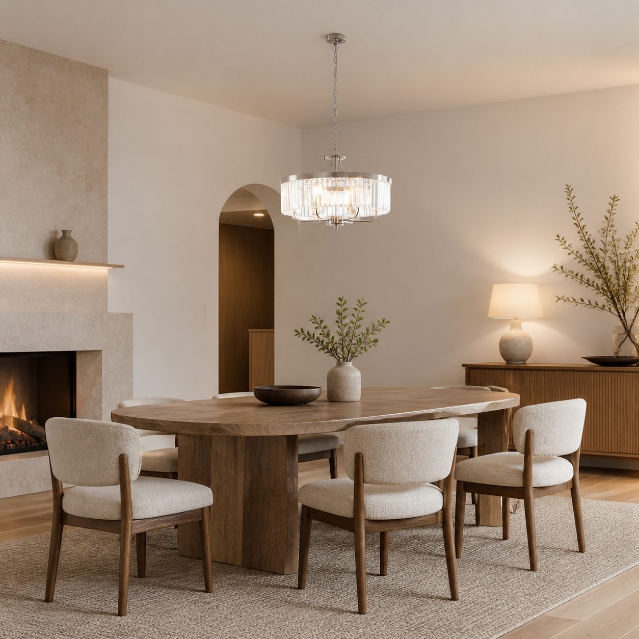 Beveline 6 Light Round Pendant - Cut Glass Shades Elegant Metal Frame for Dining Kitchen Island