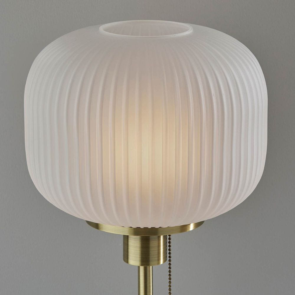 Pelviona Ribbed Glass Table Lamp - Brass & Black Metal Base - Must-Have for Home Styling