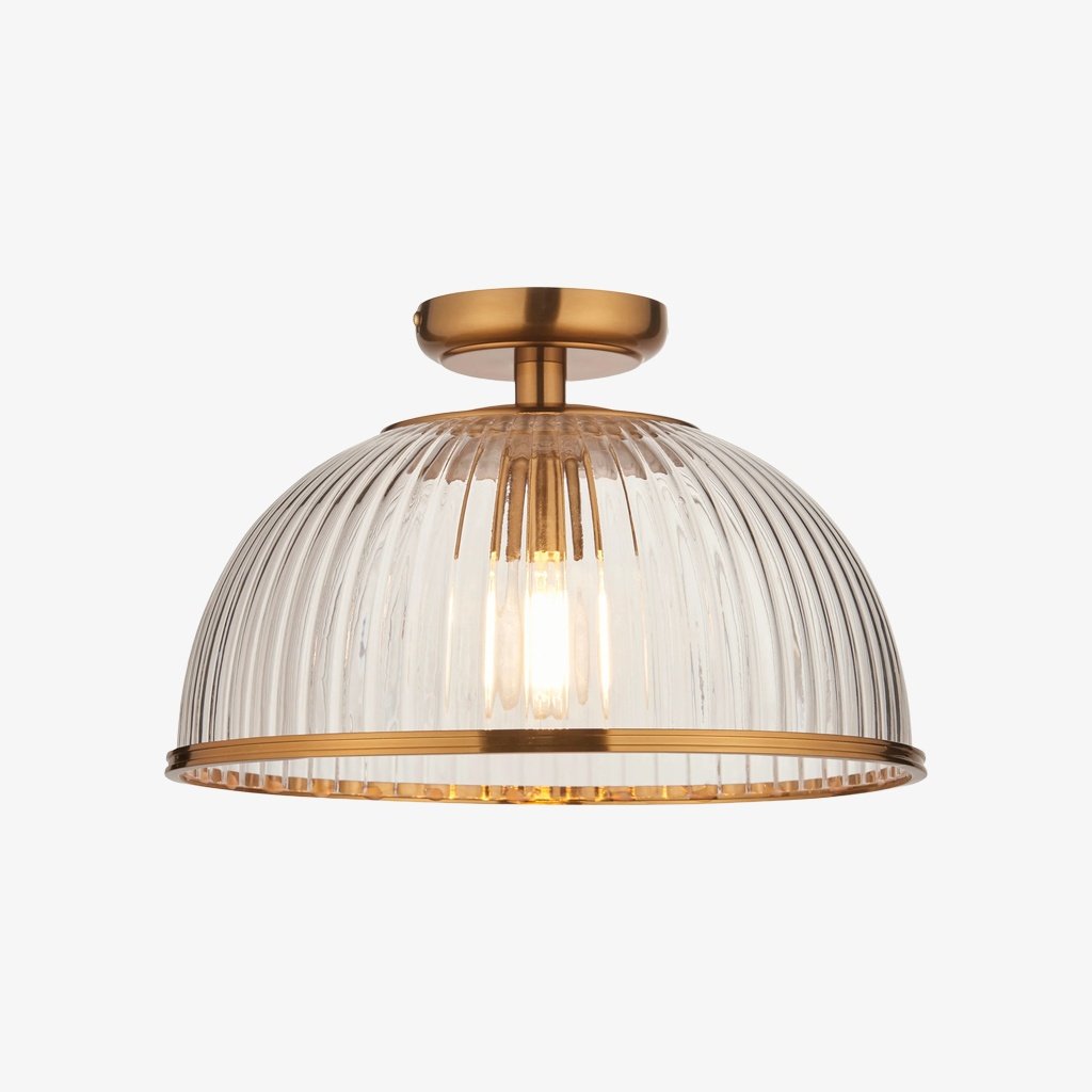 Luntra Ribbed Glass Uplighter Flush – Elegant Ceiling Light for Hallways and Bedrooms