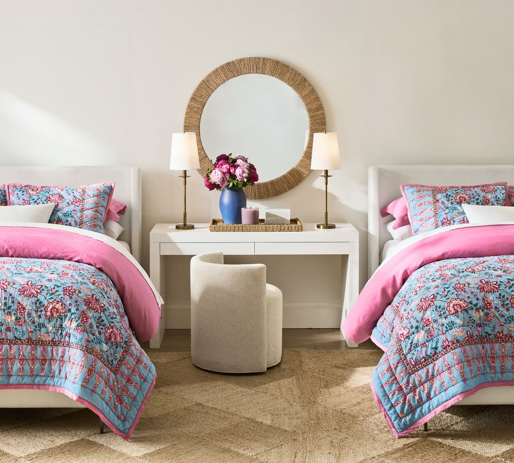 Rowan Modern Iron Table Lamp - Industrial Farmhouse Linen Bedside Reading Light