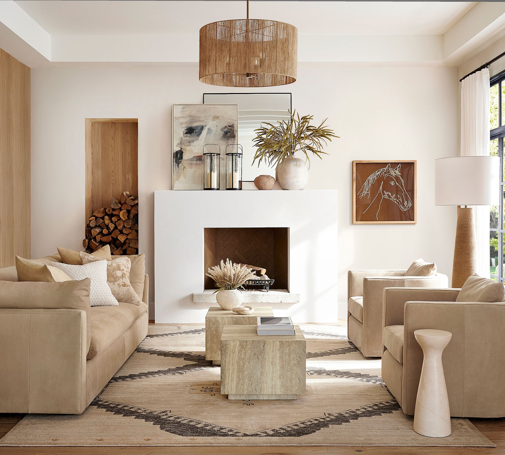 Dumora Antique Brass Drum Pendant Lamp - Farmhouse Style Lamp for Living Room