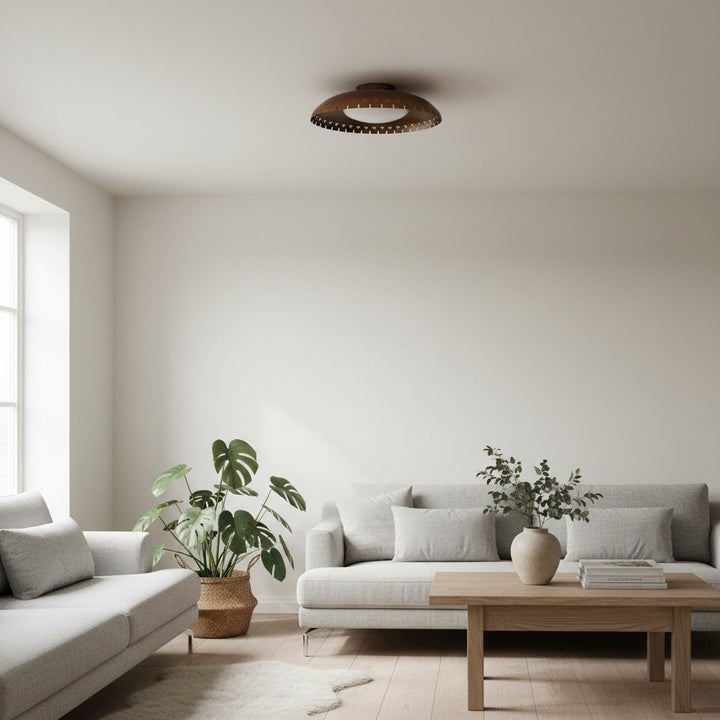 Lustrona Vintage Brass Flush Mount Light - Burnished Metal Ceiling Light for Living Room