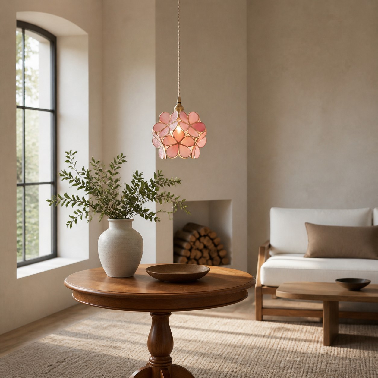 FloriVitre Pendant Light with Petal Silhouette - Vintage Style Lighting for Home Spaces
