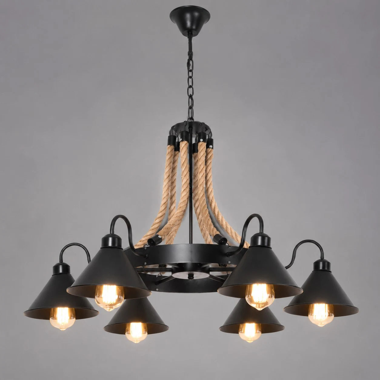 Rustic farmhouse rope chandelier