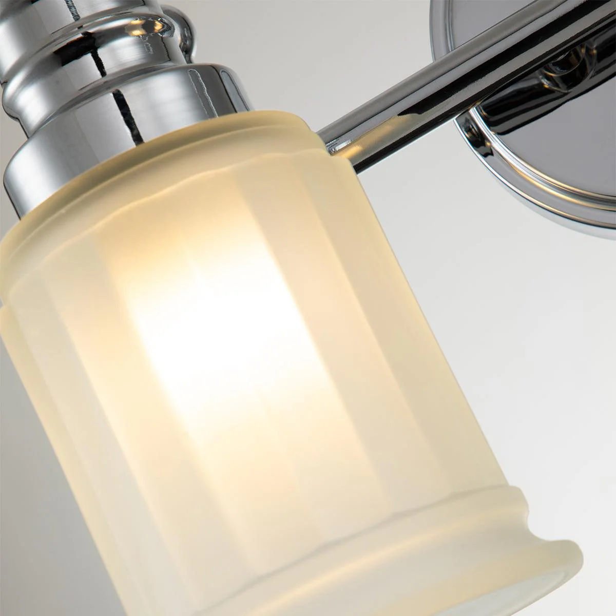 Lirra Bathroom Metal Wall Lamp with Glass Shade - Damp Rated Wall Sconce