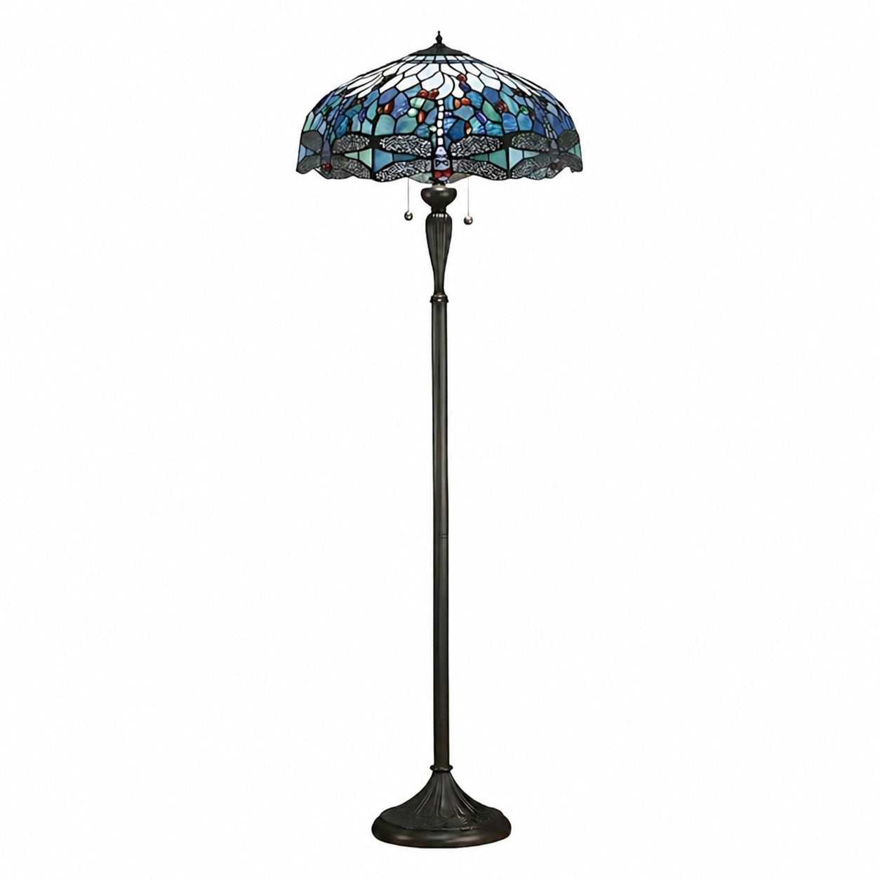 TiffStar Art Glass Floor Lamp with Ornamental Pattern Shade – Standing Light for Living Rooms